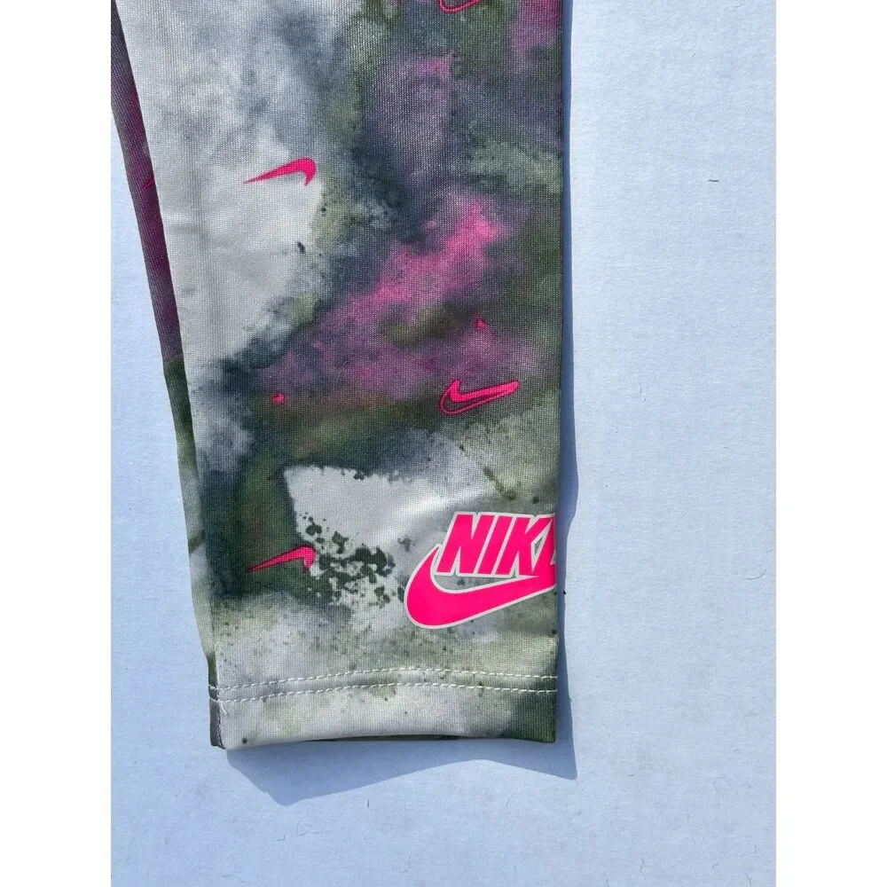 NWT Nike Girls Pullover Hoodie and Leggings Set Pink Olive - Size 5